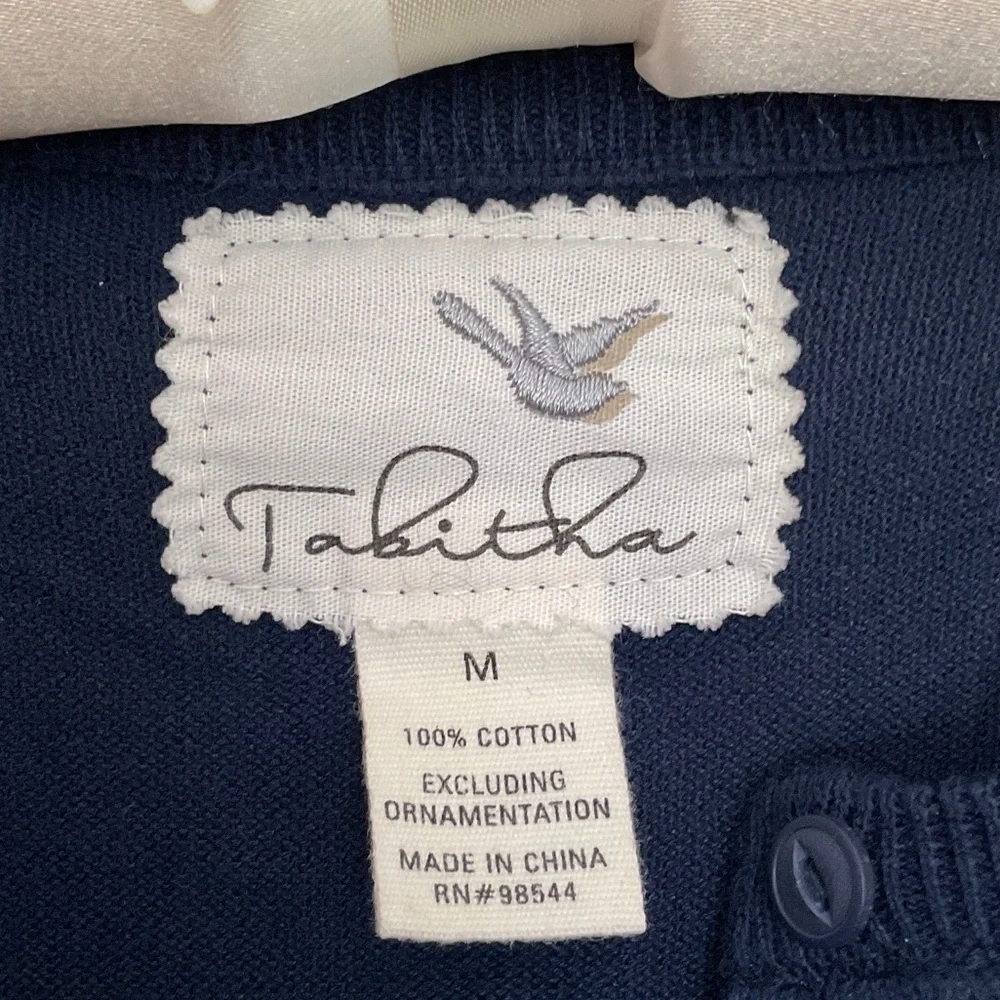 Tabitha Navy Cardigan with Vibrant Red Floral Design - Picture 2 of 5